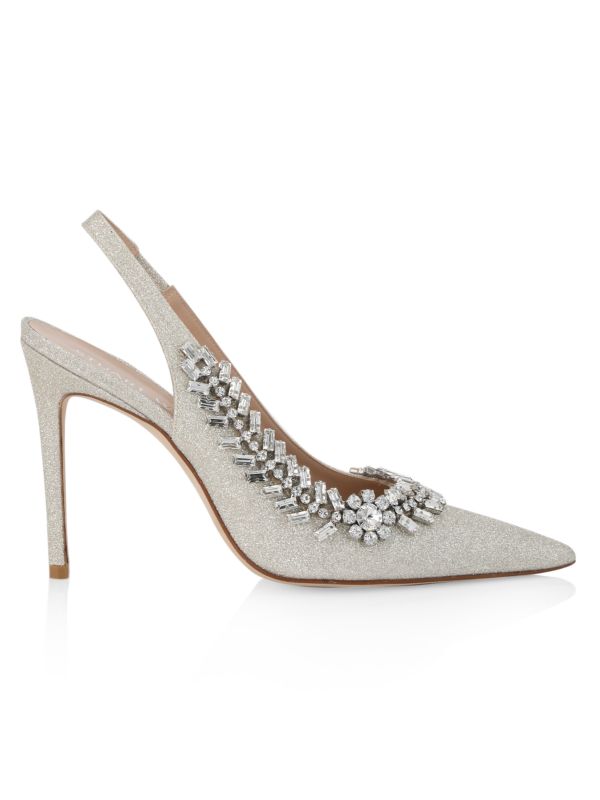 Stuart Weitzman Promise Embellished Glitter Pumps